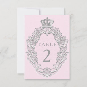Fairytale Princess Crown Pink Tischnummer Card
