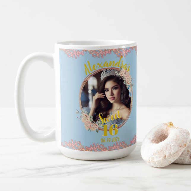 Fairytale Princess Glitzer 16 . Geburtstag Kaffeetasse (Mit Donut)