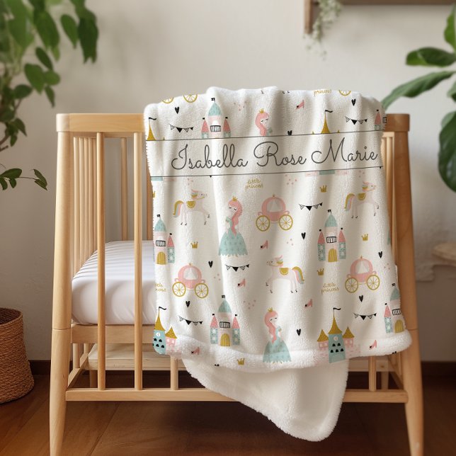 Fairytale Princess Pattern Sherpa Blanket Sherpadecke (Von Creator hochgeladen)