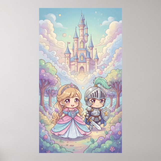 Fairytale Prinzessin Ritter Magic Burg Burg Wald Poster (Vorne)