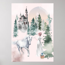 Fairytale Prinzessin und Einhorn von Forest Castle Poster