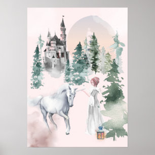 Fairytale Prinzessin und Einhorn von Forest Castle Poster