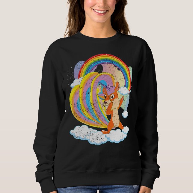 Fairytale Squirrelcorn Rainbow Süße Tier Squirre Sweatshirt (Vorderseite)