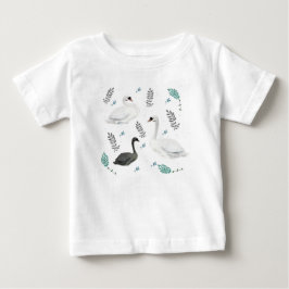 Fairytale Swan Illustration Folk Botanical Baby T-shirt
