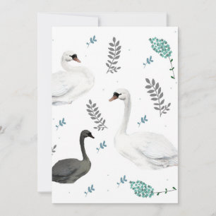 Fairytale Swan Illustration Folk Botanical Einladung