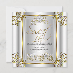 Fairytale Sweet 16 16. Geburtstag Gold Silber 2 Einladung