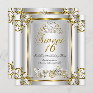 Fairytale Sweet 16 16. Geburtstag Gold Silber 3 Einladung