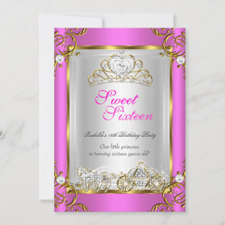 Fairytale Sweet 16 16. Geburtstag Hot Pink Gold Einladung