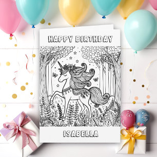 Fairytale Unicorn Färben Geburtstag Karte
