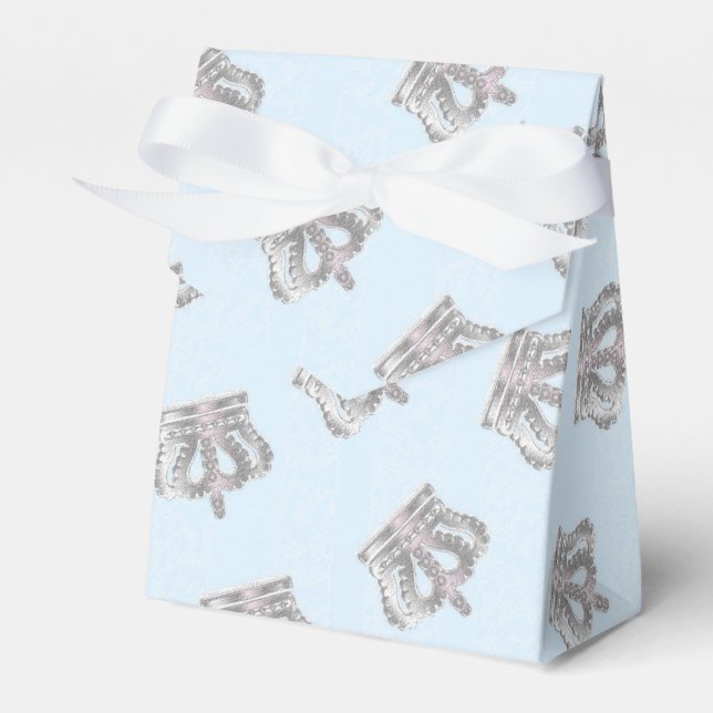 Fairytale Vintag Crown Blue Gastgeschenk Boxes Geschenkschachtel (Vorderseite)