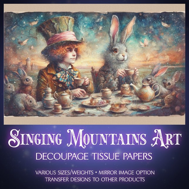 Fairytale Vintage Mad Hatter Tea Party Decoupage Seidenpapier (Von Creator hochgeladen)