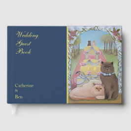 Fairytale Wedding Cats 9" x 6" Gold Gästebuch