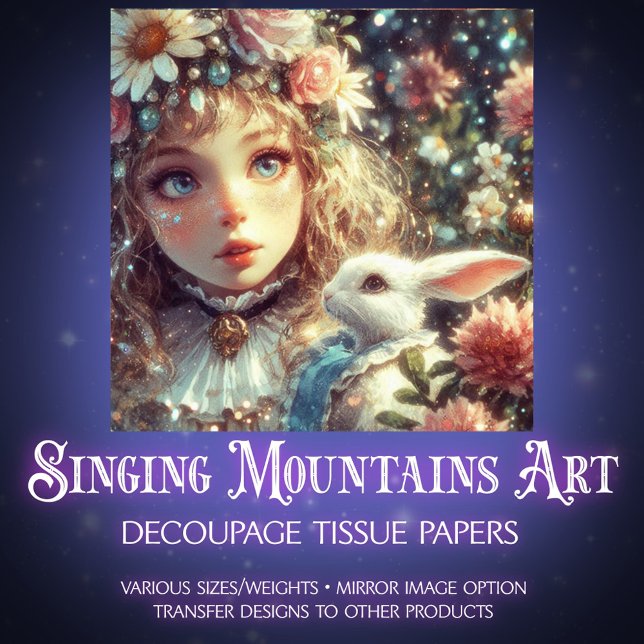 Fairytale Wonderland Alice and Rabbit Decoupage Seidenpapier (Von Creator hochgeladen)