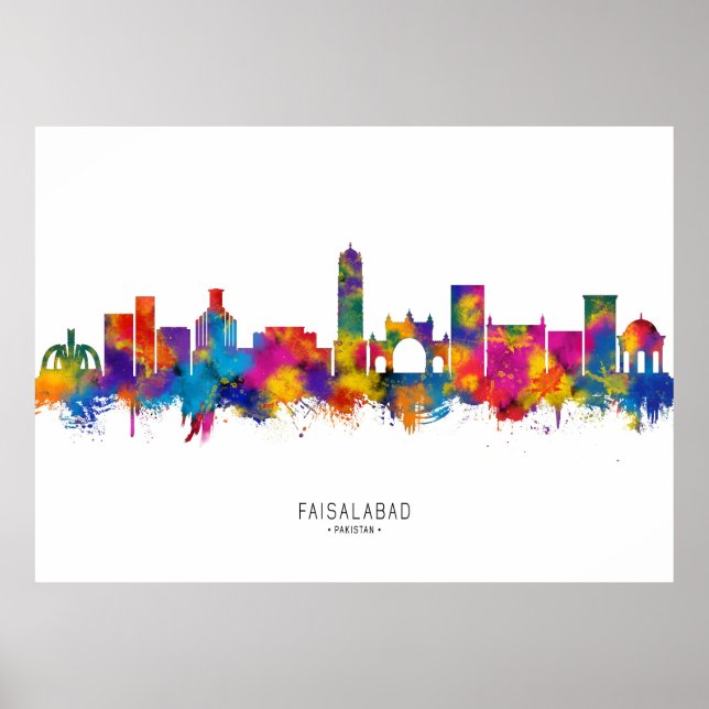 Faisalabad Pakistan Skyline Poster (Vorne)