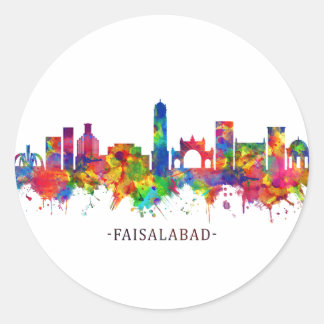 Faisalabad Pakistan Skyline Runder Aufkleber