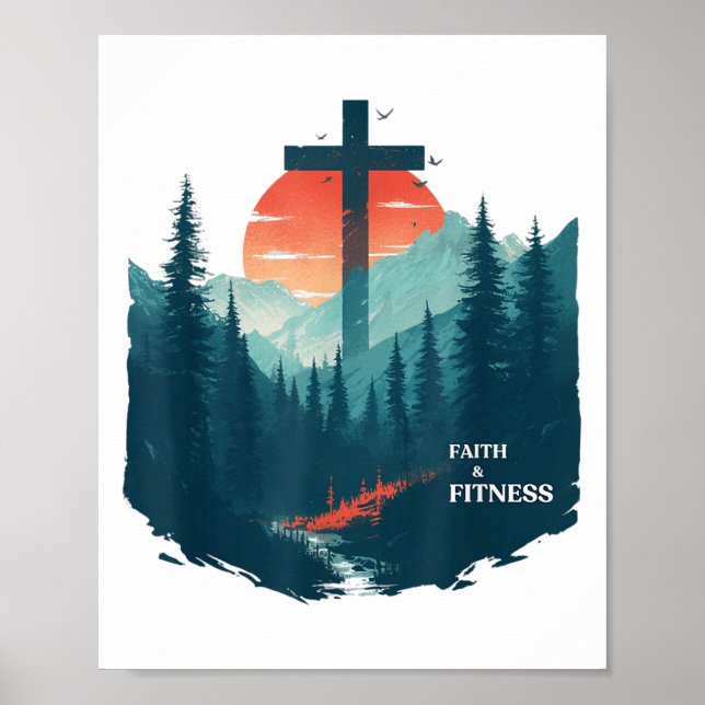 Faith &amp; Fitness Christian - Workout Motivation Poster (Vorne)