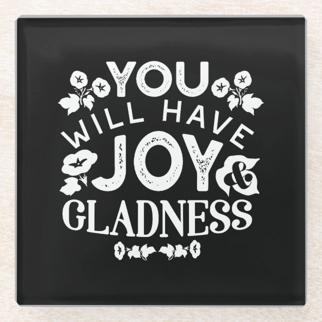 Faith and Happiness – Joy and Gladness Quotes Glasuntersetzer (Vorderseite)