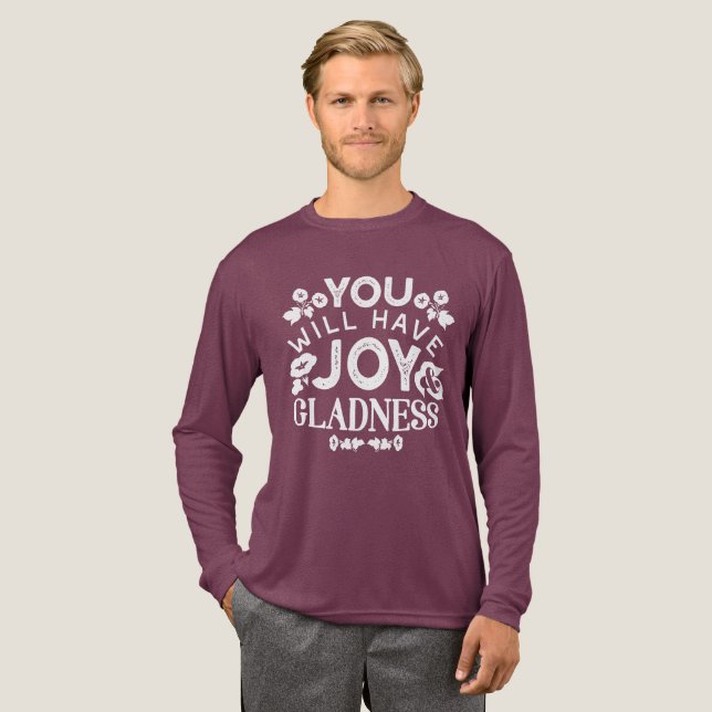 Faith and Happiness – Joy and Gladness Quotes Tri-Blend Shirt (Volle Vorderseite)