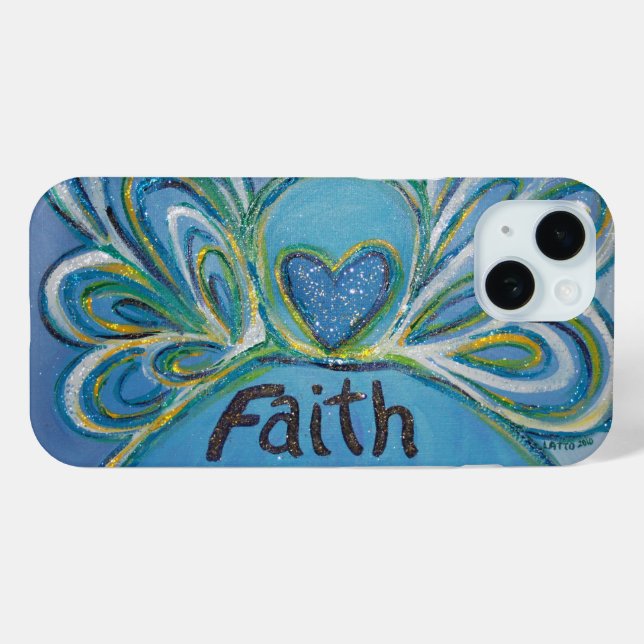 Faith Angel Word Art Custom iPhone Case (Rückseite (Horizontal))