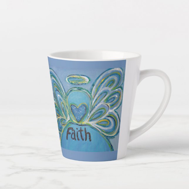 Faith Angel Word Art Custom Latte Tasse Cup (Rechts)