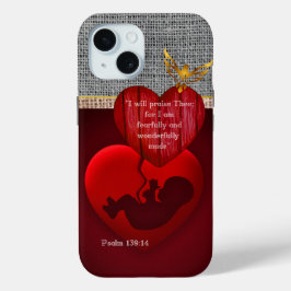 Faith Based Faux Neutral Hessian Embryo Red Heart Case-Mate iPhone Hülle