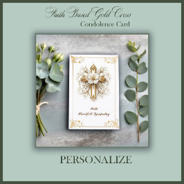 Faith Based Gold Cross Condolence Karte