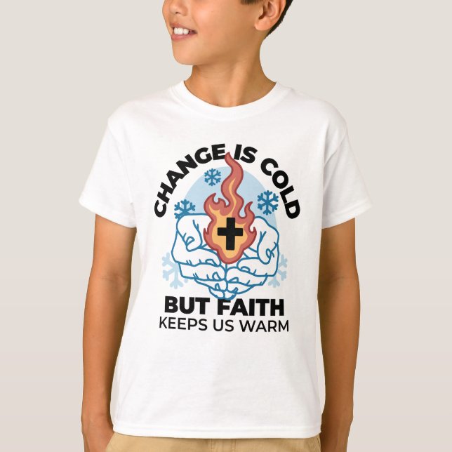 Faith Behalte uns warm - Hochwertiges Winterwerk T-Shirt (Vorderseite)