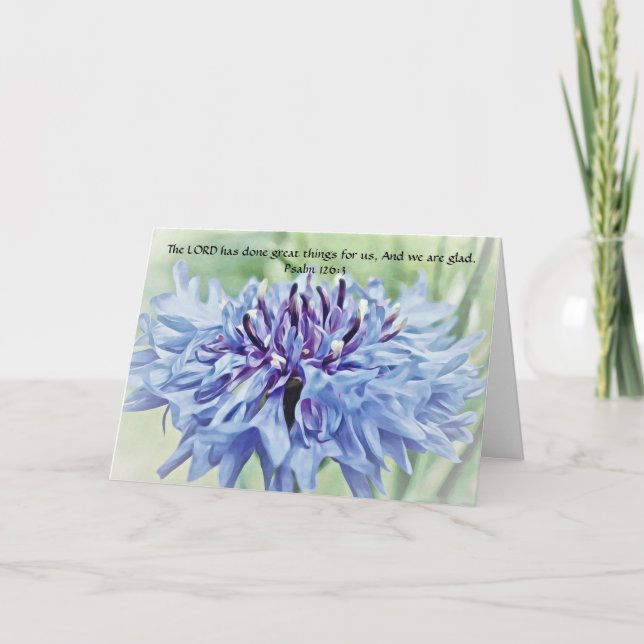 Faith Bible Verse Blue Blume Note Card Karte (Vorderseite)
