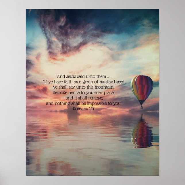 Faith Bible Verse Inspiration Hot Air Ballon Poster (Vorne)