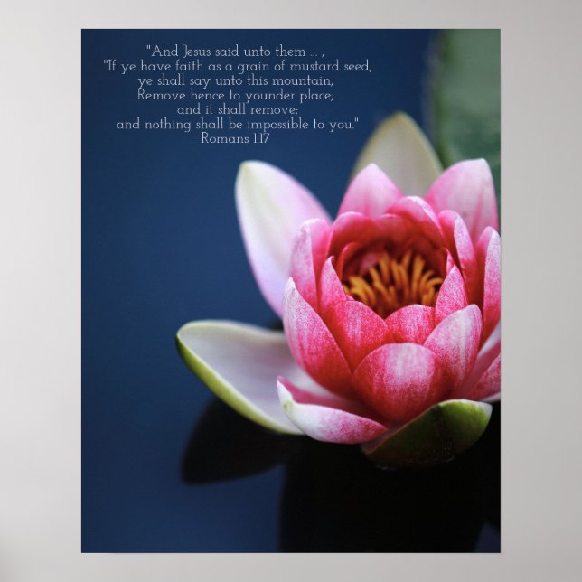 Faith Bible Verse Inspiration Water Lily Poster (Vorne)