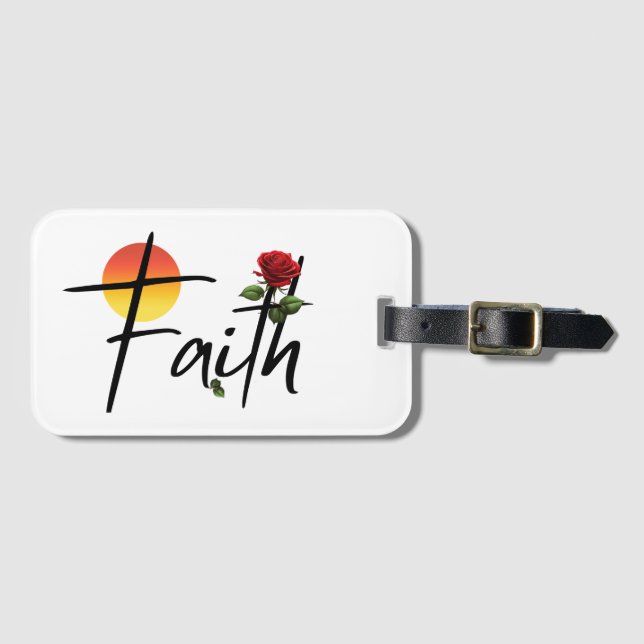 Faith Black Typografy mit Rose Gepäckanhänger (Vorderseite (Horizontal))