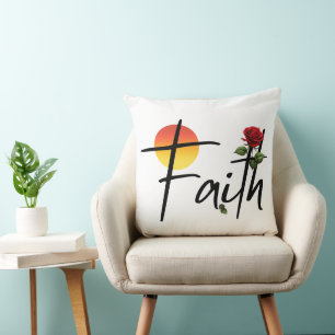 Faith Black Typografy mit Rose Kissen