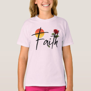 Faith Black Typografy mit Rose T-Shirt