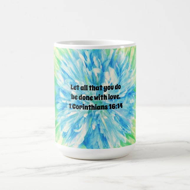 Faith Blue Blume Bible Verse Liebe Tasse Cup (Mittel)