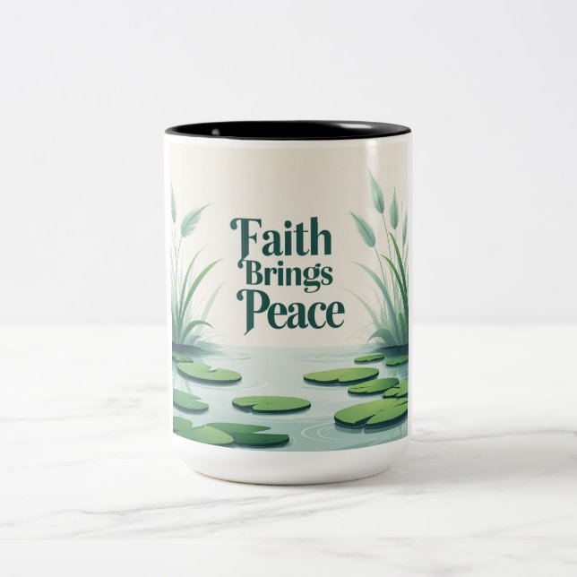 Faith Brings Peace Zweifarbige Tasse (Mittel)