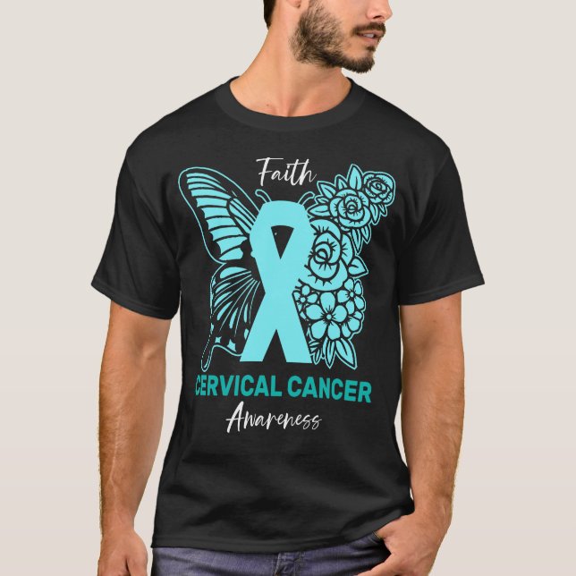 Faith Butterfly Floral Cervical Cancer Awareness T-Shirt (Vorderseite)