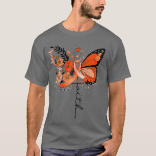 Faith Butterfly Orange Ribbon Leukemia Bewusstsein T-Shirt