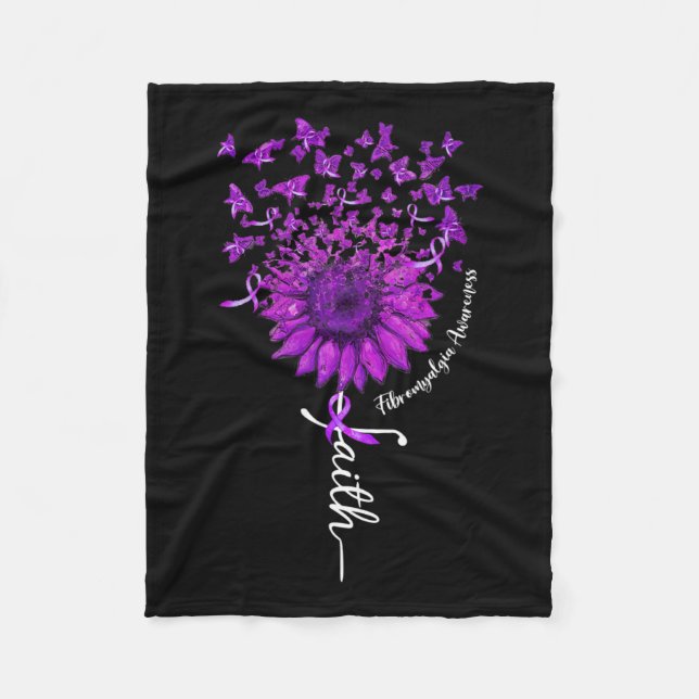 Faith Butterfly Sonnenblume Fibromyalgie Bewusstse Fleecedecke (Vorderseite)