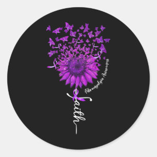 Faith Butterfly Sonnenblume Fibromyalgie Bewusstse Runder Aufkleber