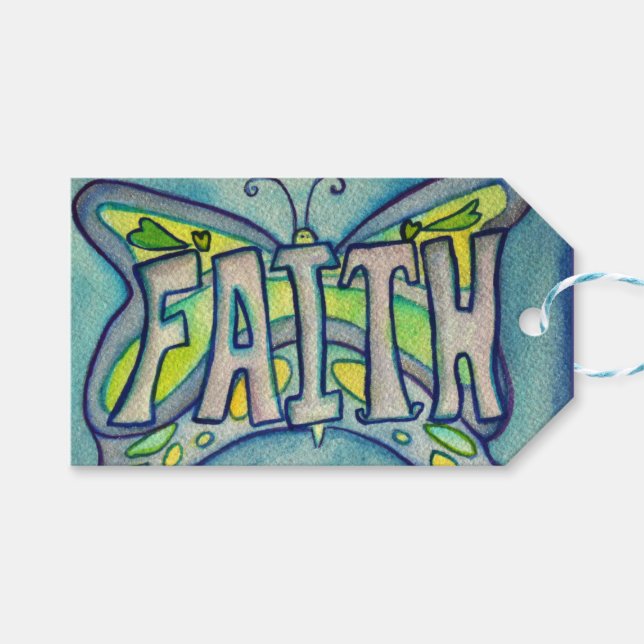 Faith Butterfly Word Custom Card Geschenktasten Geschenkanhänger (Vorderseite (Horizontal))