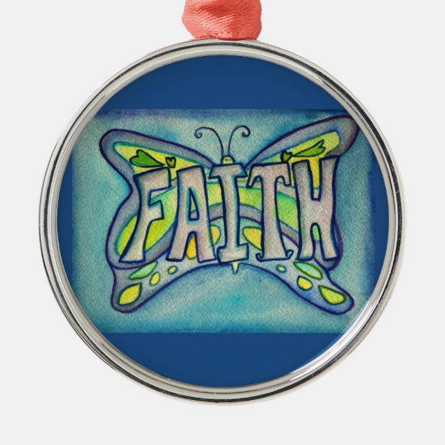 Faith Butterfly Word Geschenk Urlaub Ornament (Vorne)