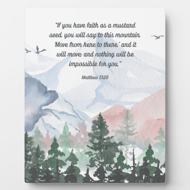 Faith Can Move Mountains Bible Verse Art 8x10 Fotoplatte (Vorderseite)