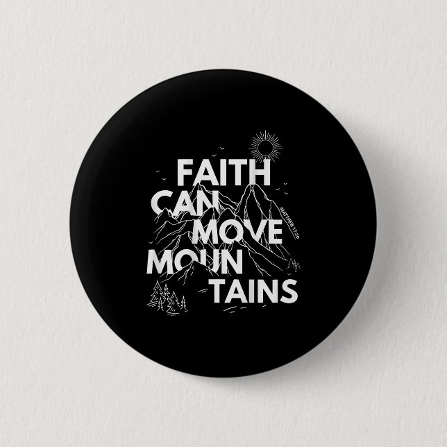 Faith Can Move Mountains Bible Verse Back Print Ch Button (Vorderseite)