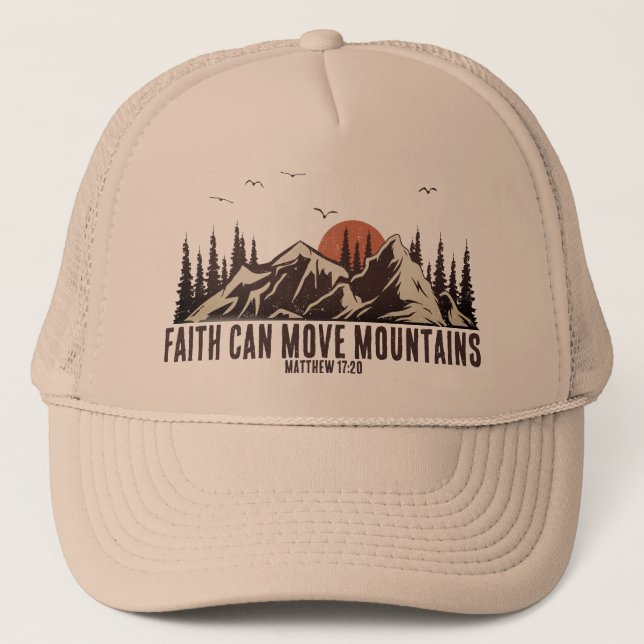 Faith Can Move Mountains Bible Verse Christlich Truckerkappe (Vorderseite)