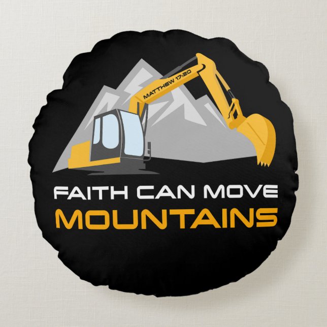 Faith Can Move Mountains - Kinder & Erwachsene Chr Rundes Kissen (Vorderseite)