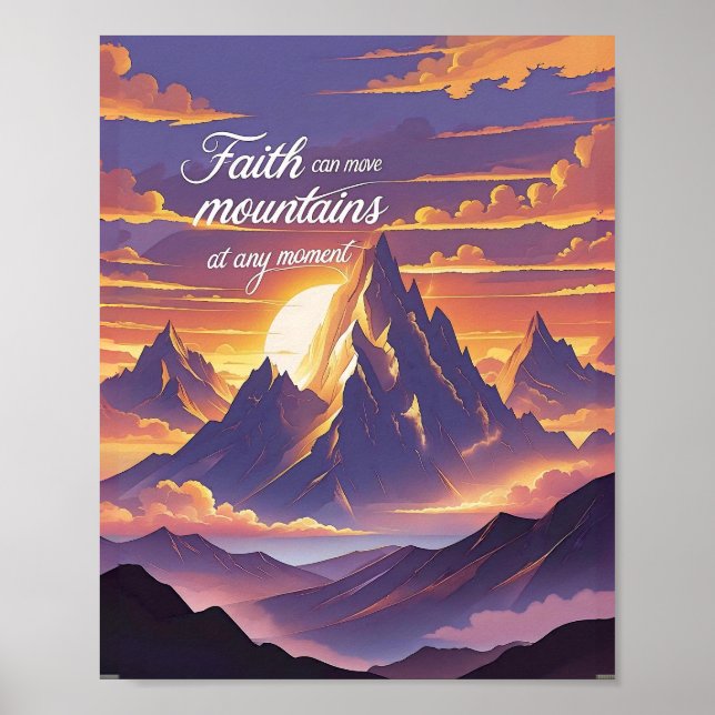 Faith Can Move Mountains – Sunset Inspiration Poster (Vorne)