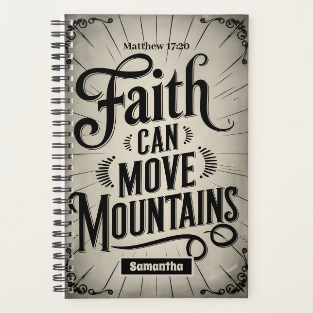 Faith Can Move Mountains Vintag Christlich Planer (Vorderseite)