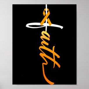 Faith Christian Kreuz Orange Band MS-Bewusstsein Poster