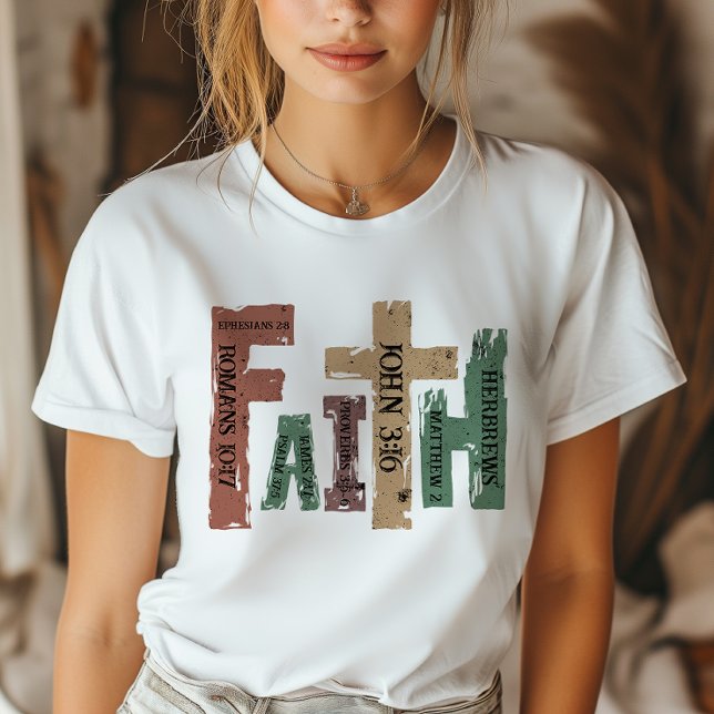 Faith Christlich Cross Bible Verse T-Shirt (Express your faith with style and confidence with our meaningful religious design T-shirt.)