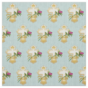 Faith Christlich Cross Fabric Stoff